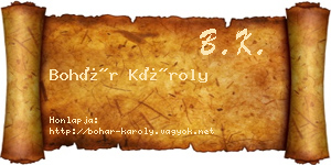Bohár Károly névjegykártya