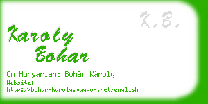 karoly bohar business card