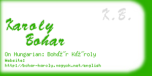 karoly bohar business card
